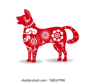 Happy new year 2018 greeting card and chinese new year of the dog