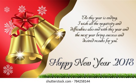 Happy New Year 2018 greeting card,  e-card, postcard, Banner, Poster, template,background. Greeting, Wishing, Blessing. Flat style graphic design. Vector illustration