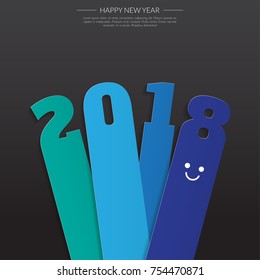 Happy new year 2018. Greetings card. Colorful design. Vector illustration.