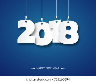 Happy new year 2018. Greetings card. Colorful design. Vector illustration