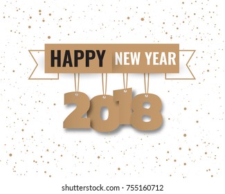Happy new year 2018. Greetings card. Colorful design. Vector illustration.