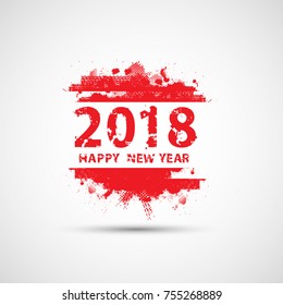 Happy new year 2018 Grunge text design .vector illustration.