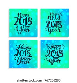 happy new year 2018 halftone template set, eps10 vector