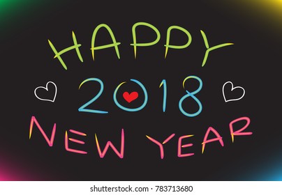 Happy new year 2018 handwriting text vector. Calligraphy font creative design. 