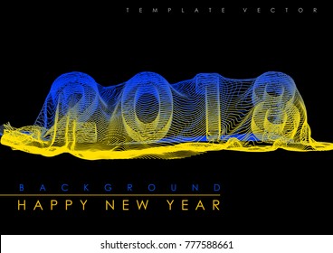 Happy new year 2018 hipster cloth-covered Text Design Vector illustration Fabric that consists of lines Minimal covers design template brochures, flyers, presentations, leaflet, magazine a4 size