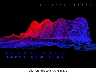 Happy new year 2018 hipster cloth-covered Text Design Vector illustration Fabric that consists of lines Minimal covers design template brochures, flyers, presentations, leaflet, magazine a4 size