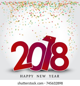 Happy New Year 2018. Holiday Vector Illustration With Lettering.