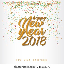 Happy New Year 2018. Holiday Vector Illustration With Lettering.