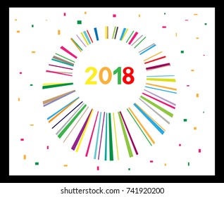 Happy new year 2018.- Illustration. firework background,Calligraphy, Christmas, Confetti, Decoration, Exploding,Christmas, Typescript,Holiday - Event, Number
