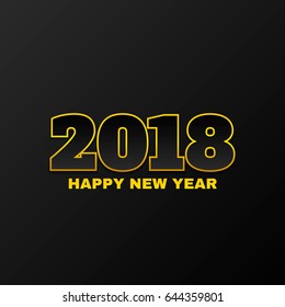 Happy New Year 2018 inscription on black background. Vector illustration