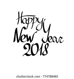 Happy New Year 2018, isolated lettering, words design template, vector illustration