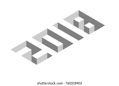 Happy new year 2018 isometric text design - vector illustration