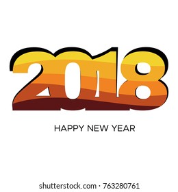 Happy New Year 2018 label with colorful confetti. New Year and Xmas Design Element Template. Vector Illustration.
