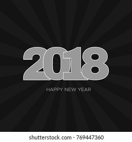 Happy New Year 2018 label on black background. New Year and Xmas Design Element Template. Vector Illustration.
