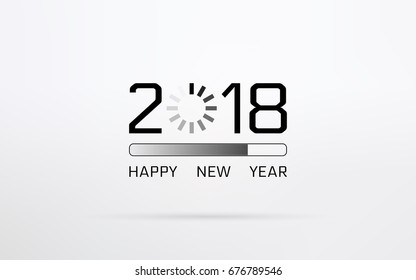 Happy New Year 2018 with loading bar icon on white color background