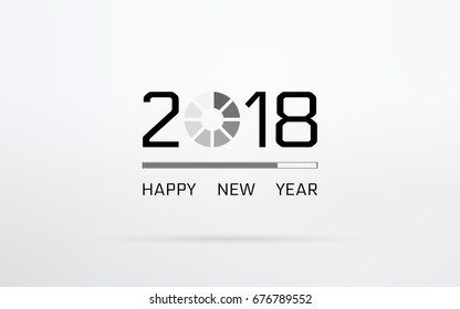 Happy New Year 2018 with loading bar icon on white color background