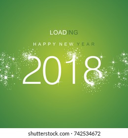 Happy New Year 2018 loading spark firework white green vector