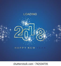 Happy New Year 2018 loading spark firework gold blue vector