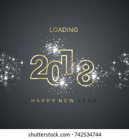 Happy New Year 2018 loading spark firework gold black vector