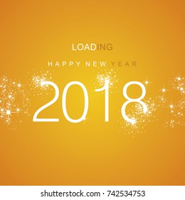 Happy New Year 2018 loading spark firework white orange vector