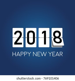 Happy new year 2018. Mechanical timetable for 2018. Happy new year card.