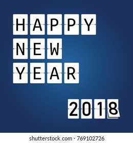 Happy new year 2018. Mechanical timetable for 2018. Happy new year card.