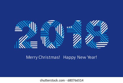 Feliz Año Nuevo 2018.Feliz Navidad.  Felicitaciones, tarjeta de felicitación. Vector.