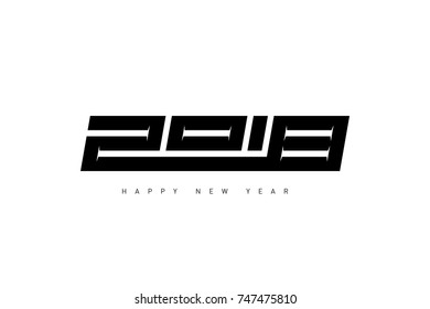 Happy New Year 2018. Minimalistic vector illustration for cover of diary