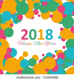 Happy New Year 2018 multicolor background for your greetings card illustration. EPS 10