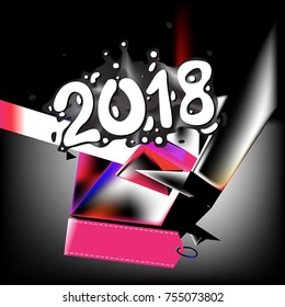 Happy New Year 2018 on Colorful Geometric Background