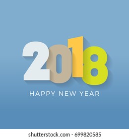 Happy new year 2018 paper text Design in blue background