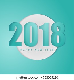 Happy new year 2018 paper style, modern material design for the calendar and diary. Vector 2018 inscription, blue color.