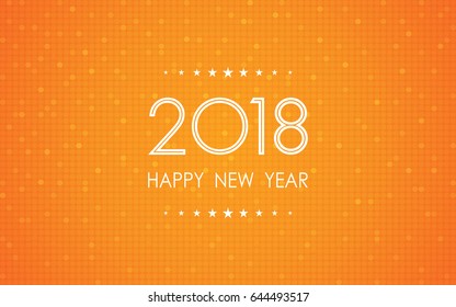 happy new year 2018 with polka dots pattern on summer orange color background