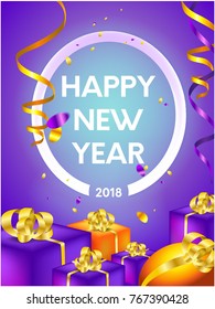 Happy New Year 2018 postcard