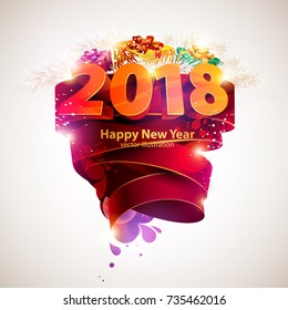 Happy new year 2018. Poster template.