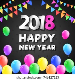 Happy New Year 2018 - poster with greeting. Vector.