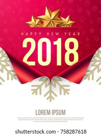 Happy New Year 2018 poster and template with open new year gift wrap paper concept.Vector illustration EPS10