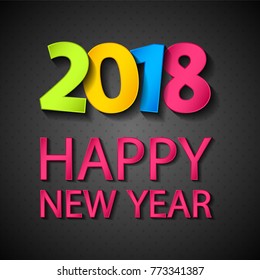 Happy New Year 2018. Poster with greeting. Vector.