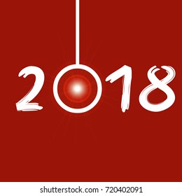 Happy New Year 2018 red background, vector stock.