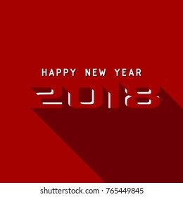 Happy New Year 2018 red greeting card