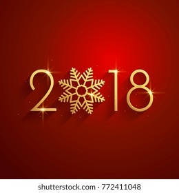 happy new year 2018 red golden background design