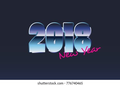 Happy New Year 2018 with retro color design