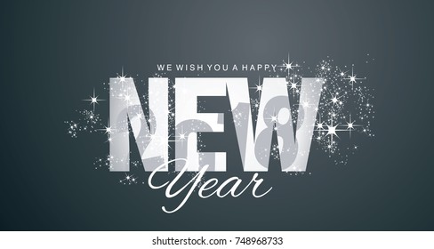 Happy New Year 2018 shadow firework black abstract background