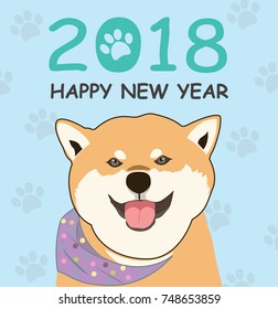 Happy new year 2018 of Shiba Inu Dog