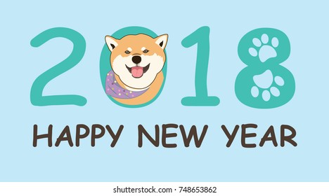 Happy new year 2018 of Shiba Inu Dog