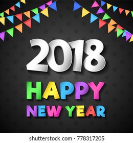 Happy New Year 2018 - shiny poster. Vector.