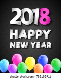 Happy New Year 2018 - shiny poster with text. Vector.