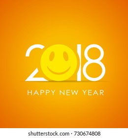 Happy new year 2018 smile poster illustration isolated on yellow background