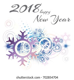 Happy new year 2018. snowflake. abstract grunge background. vector illustration