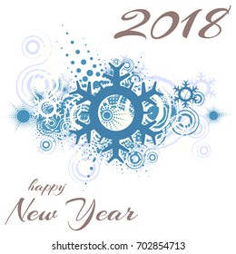 Happy new year 2018. snowflake. abstract grunge background. vector illustration